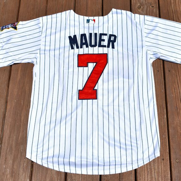 New!! Joe Mauer Minnesota Twins White Pinstripe Retro Baseball Jersey Men's XXL - Picture 1 of 2